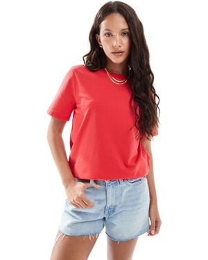 Pieces – kastiges t-shirt - Rot