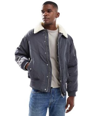New Look Borg Collar Ma1 Bomber Jacket - Blue
