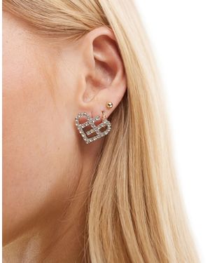 True Decadence Boucles d'oreilles cœurs ornés - Marron