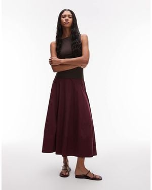 TOPSHOP Drop Waist Spliced Maxi Skirt - Purple