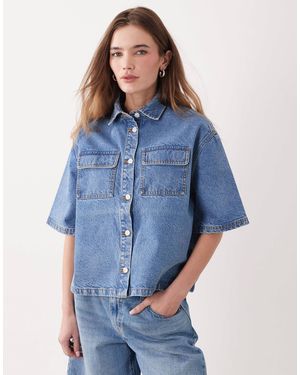 Miss Selfridge Denim Boxy Shirt - Blue