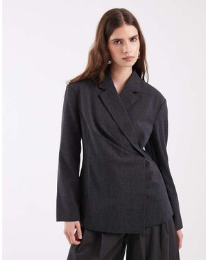 Object Blazer Met Asymmetrische Details - Zwart
