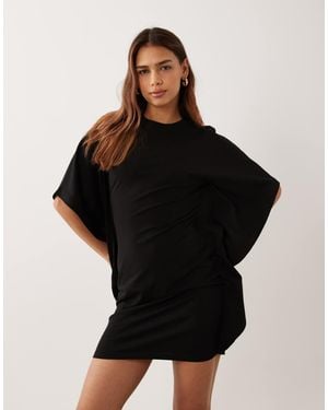 ASOS Cape Style Mini Dress With Tee Collar Neck - Black