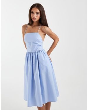 & Other Stories Strappy Halterneck Midi Dress With Low Back - Blue