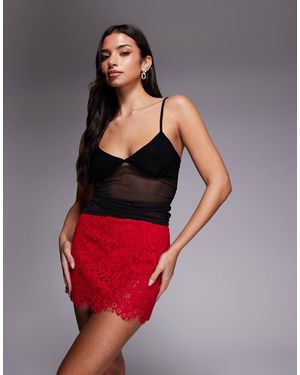 AFRM Presley Lace Scallop Hem Mini Skirt Co-Ord - Red