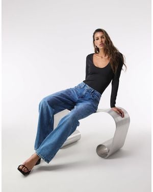 GOOD AMERICAN Scoop Long Sleeve Bodysuit - Blue
