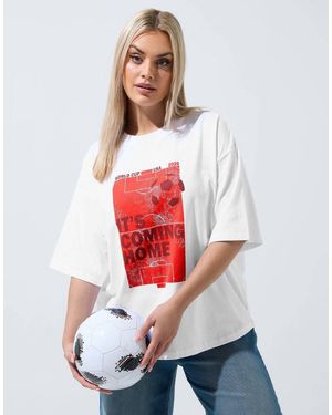 Yours Clothing 'It's Coming Home' T-Shirt - White
