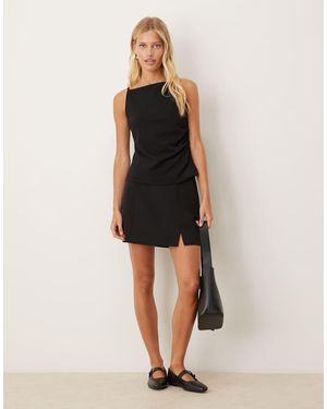 Vila Notch Detail Mini Skirt - Natural