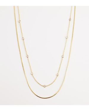 Orelia Stationed Crystal And Snake Chain Layered Necklace - White