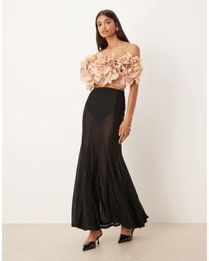 ASOS Off Shoulder Flower Detail Maxi Dress - White