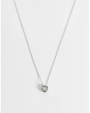 ASOS Fine Chain Necklace With Circular Pendant - White