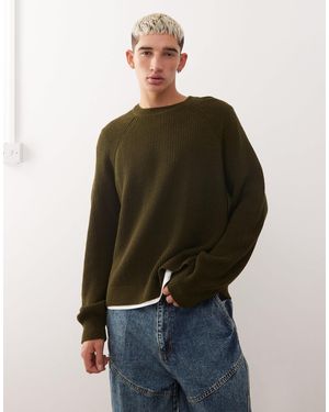 Collusion Boxy Knitted Sweater Sweater - Green