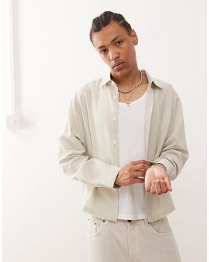 Collusion Boxy Striped Shirt - Natural