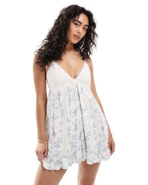 Miss Selfridge Broderie And Cheesecloth Mix Playsuit - White