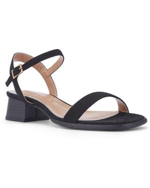 SEQWL Block Heel Sandals Strappy Open Toe Ankle Strap Dress Shoes - Blue