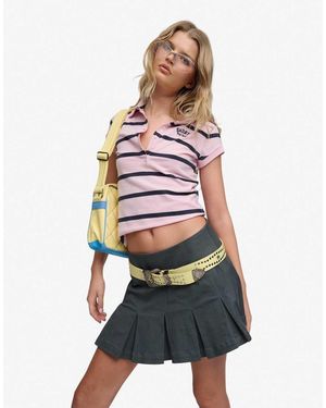 Bench x Superdry & Co Logo Pleated Twill Mini Skirt - Grey