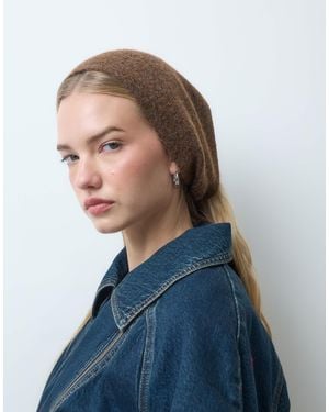 Pieces Knitted Tie Bonnet - Blue
