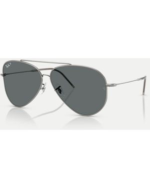 Ray-Ban Occhiali Da Sole Aviatore Color Canna Di Fucile Con Lenti Grigie Polarizzate - Grigio