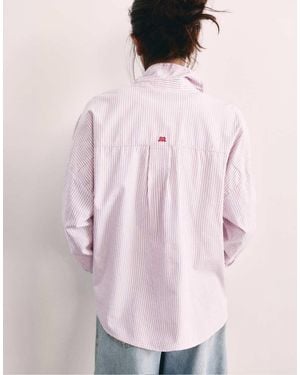 Pull&Bear Embroidered Striped Shirt - Pink
