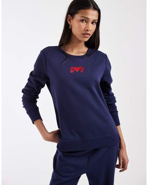 Gap Foil Heart Print Logo Sweatshirt - Blue