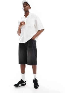 Bershka baggy Denim Short - White