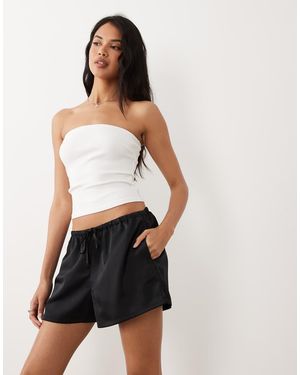 Gina Tricot Satin Drawstring Shorts - Natural