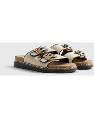 River Island Double Strap Footbed Sandals - Natural