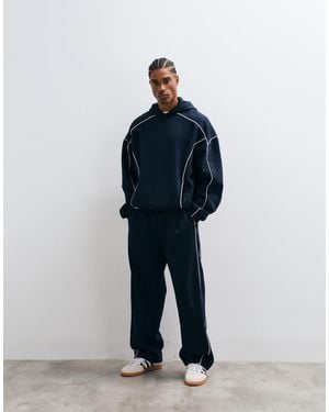 ASOS Wide Leg Jogger With Piping - Blue