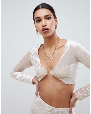 Motel Velvet Crop Top With Metal Clasp Co-ord - Multicolour