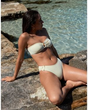 4th & Reckless X Luana Barron High Leg Hardware Detail Bikini Bottoms Co-Ord - Grey