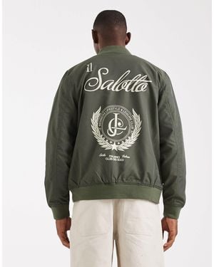 ASOS Lightweight Bomber Jacket With Prints - Green