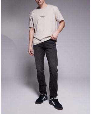 River Island Vaqueros Ajustados En Negro Desgastado De - Gris