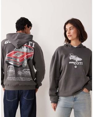 ASOS Unisex Relaxed Hoodie With Volkswagen Prints - Black