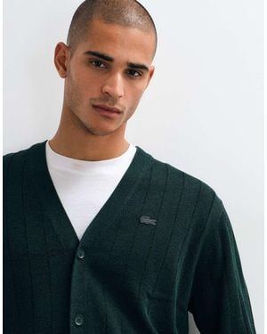 Lacoste Cotton Blend V Neck Cardigan - Blue