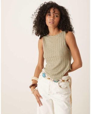 Motel Etta Fine Knit Asymmetric Vest - Natural