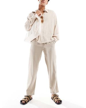 Threadbare Linen Mix Relaxed Trousers - Natural