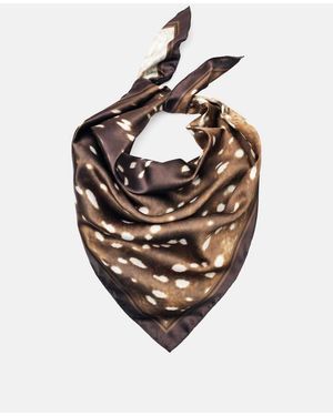 Pull&Bear Satin Deer Print Bandanna - White