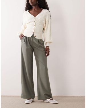 Abercrombie & Fitch Sloane High Rise Wide Leg Trouser - Green
