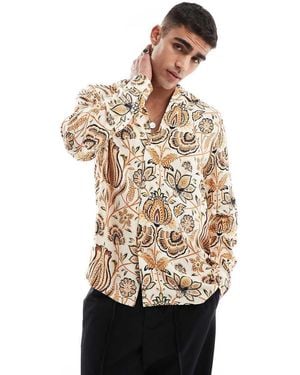 ASOS Camisa Holgada Con Estampado Floral Ornamentado Y Cuello De Solapas De - Multicolor