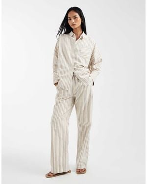 4th & Reckless Lightweight Cotton Rich Wide Leg Beach Trouser Co-Ord - Natural