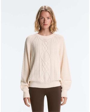 Oysho 100% Cotton Cable Knit Jumper - Natural