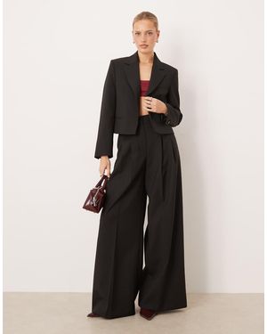 Mango Pantalones De Sastre Negros Extragrandes Garbo De (Parte De Un Conjunto)