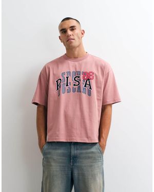 ASOS Boxy Oversized T-shirt With Pisa Print - Red