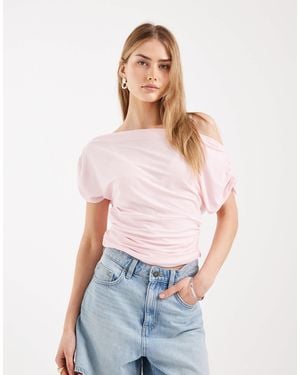 Miss Selfridge Off Shoulder Top With Ruched Sides - White