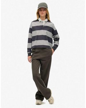 Superdry Athletic Essentials Stripe Rugby Top - Grey