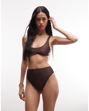 Collusion Crop Bikini Top - Brown