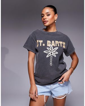 River Island St Barts Crochet Palm T-shirt - Grey