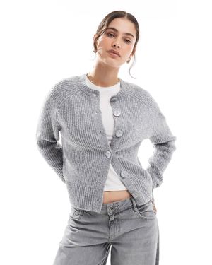 Threadbare Ribbed Knit Cardigan - Gray