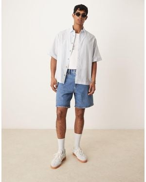 ASOS Boxy Oversized Linen Look Shirt - Blue