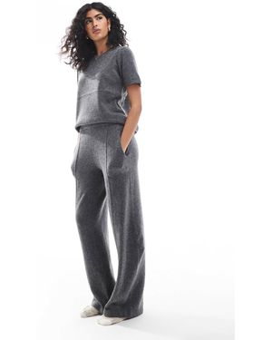 Pieces Mix & Match Cozy Knitted Wide Leg jogger Co-ord - Gray